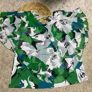 Flowy Abstract Floral blouse Sz 1X